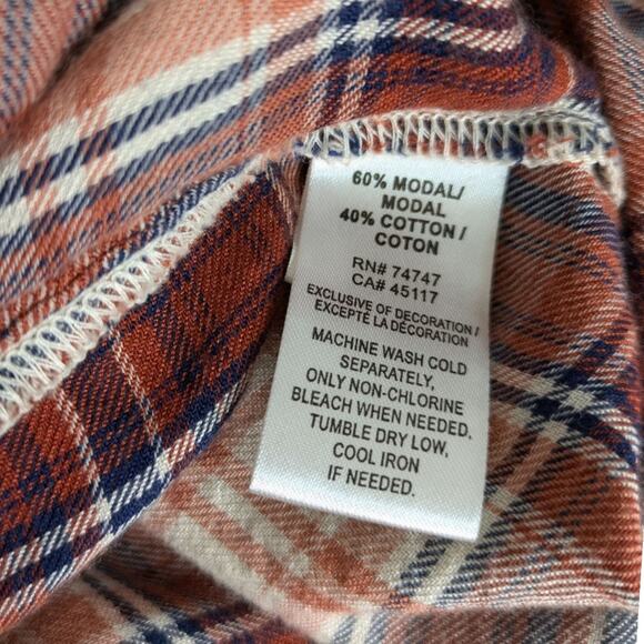 Natural Reflections Flannel Plaid Embroidered Top XL Red Cozy Cottagecore Retro - Picture 10 of 11